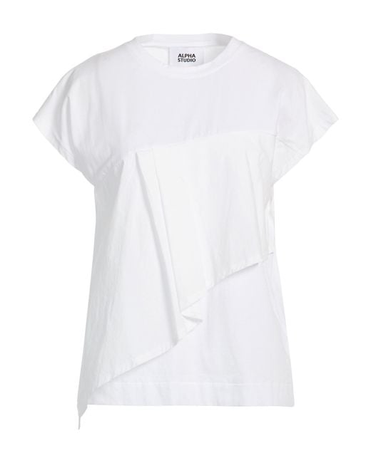 Alpha Studio White T-Shirt Cotton, Elastane