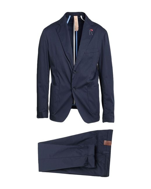 BERNESE Milano Blue Midnight Suit Cotton, Polyamide, Elastane for men