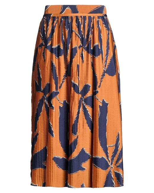 Ba&sh Orange Camel Midi Skirt Polyester