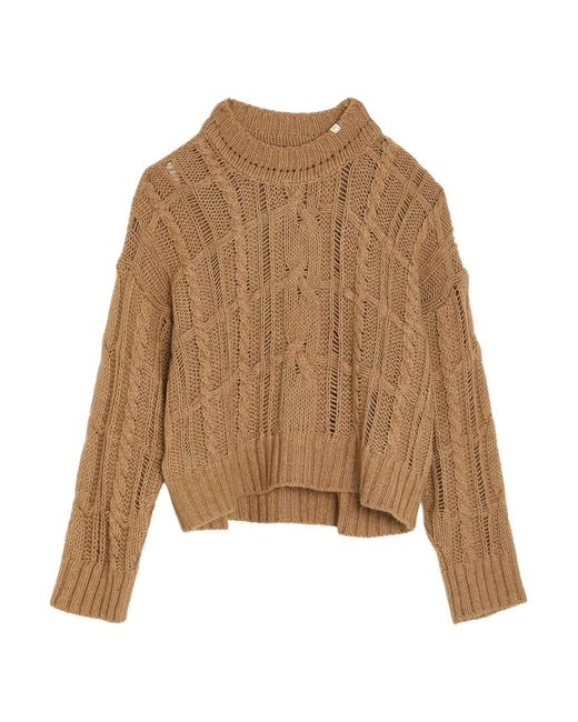 Pinko Natural Camel Sweater Polyamide, Viscose, Wool, Alpaca Wool, Cashmere