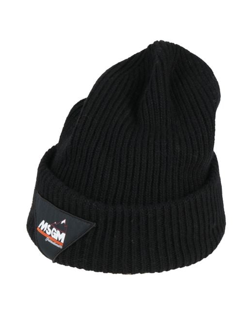 MSGM Black Hat Viscose, Wool, Polyamide, Cashmere for men