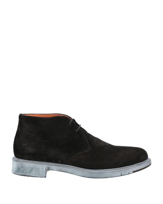 Santoni Black Ankle Boots Leather for men