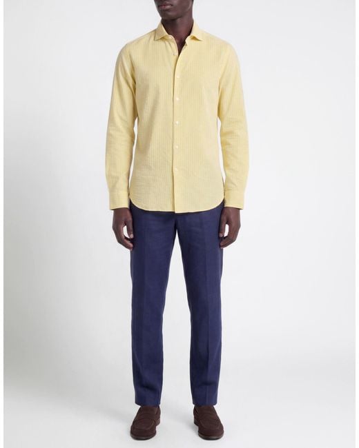 Savile Row Yellow Shirt Cotton, Linen for men
