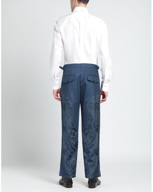 Bode Blue Pants Wool for men