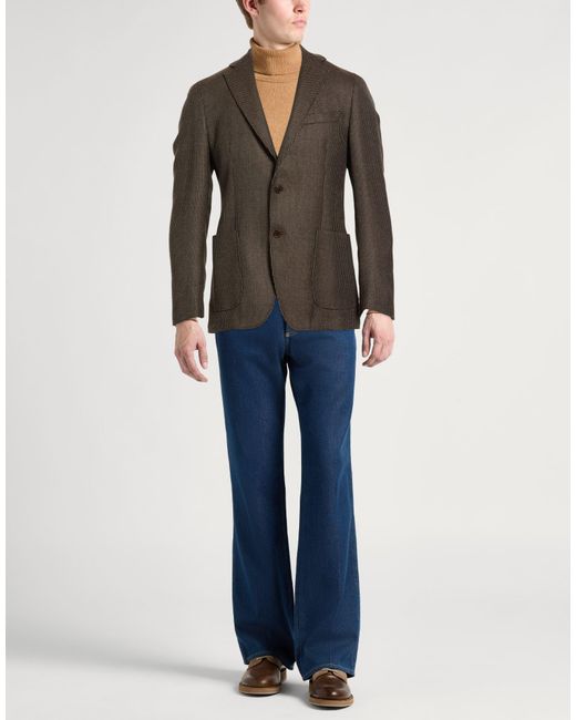 Tombolini Brown Dark Blazer Virgin Wool for men