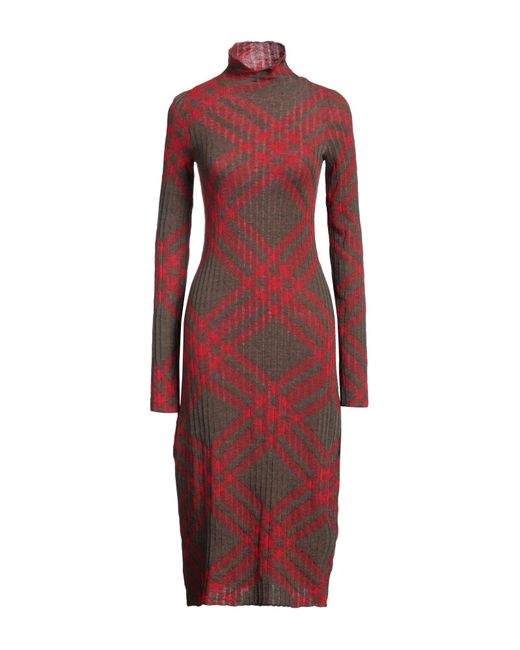 Burberry Red Midi Dress Polyamide, Mohair Wool, Wool