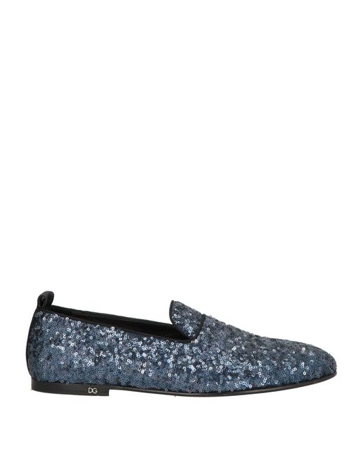 Dolce & Gabbana Blue Slate Loafers Textile Fibers for men