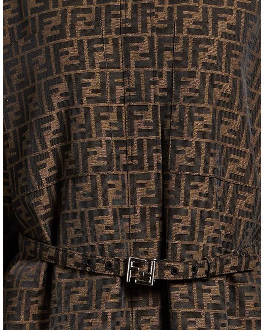 Fendi Brown Jacket Polyester, Cotton, Leather