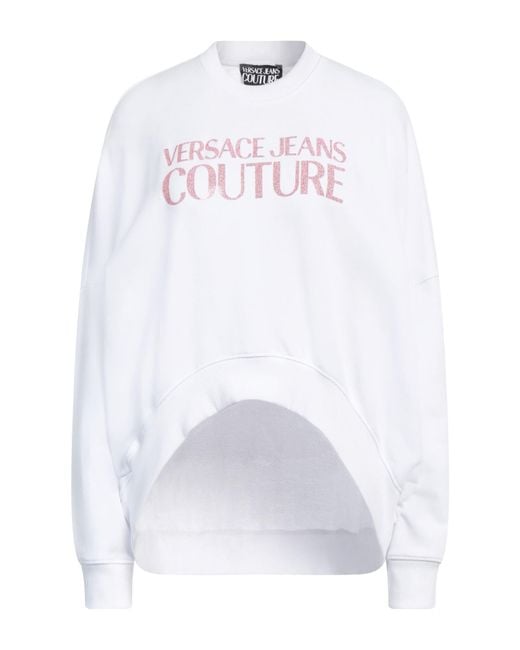Versace Jeans Couture White Cotton-Elastane Logo Print Sweatshirt