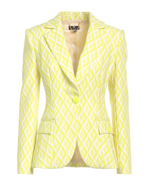 Elisabetta Franchi Yellow Lime Blazer Polyester, Elastane