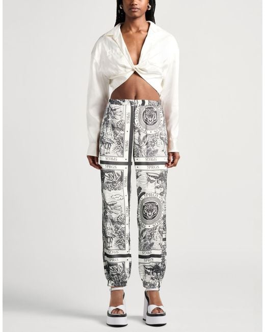 5 PROGRESS White Pants Viscose, Polyester