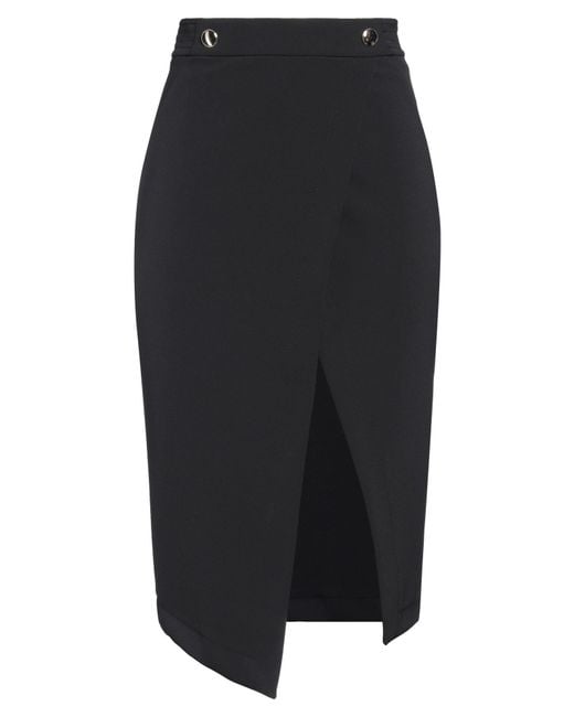 Kaos Black Midi Skirt Polyester, Elastane