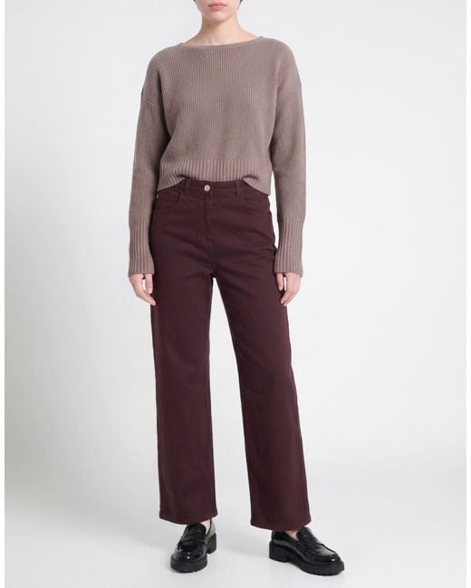 Elisabetta Franchi Purple Burgundy Pants Cotton, Elastane