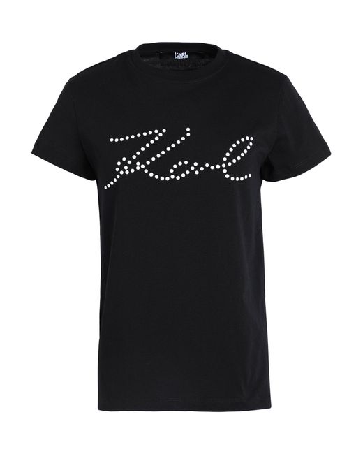 Karl Lagerfeld Black Logo Print-embellished Organic-cotton T-shirt