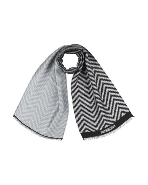 Missoni Gray Scarf Wool, Acrylic, Polyester, Modal