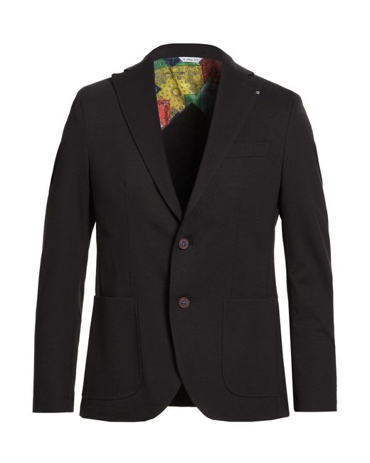 Manuel Ritz Black Blazer Cotton, Polyamide, Elastane for men
