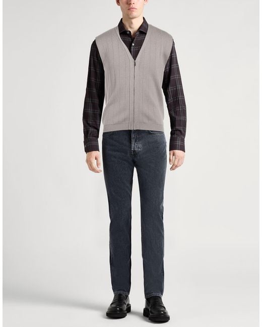 Giorgio Armani Gray Sand Cardigan Virgin Wool, Silk, Cashmere for men