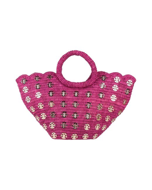 Rabanne Pink Garnet Handbag Natural Raffia