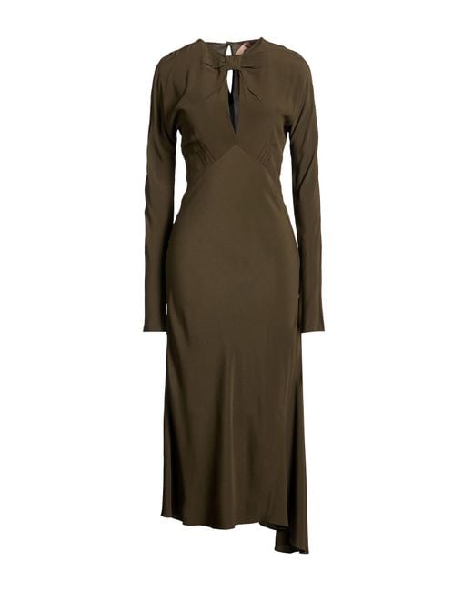 N°21 Green Military Midi Dress Acetate, Silk