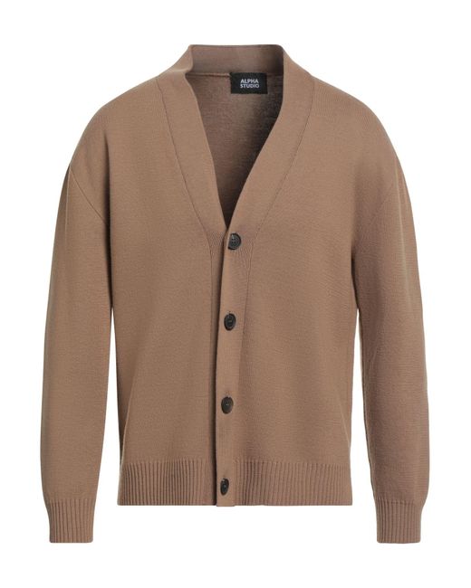 Alpha Studio Strickjacke in Brown für Herren