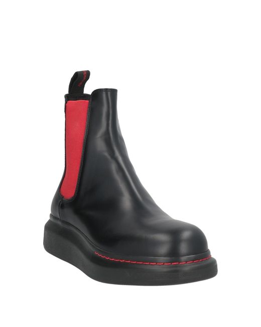 McQueen Black Ankle Boots Leather, Elastic Fibres