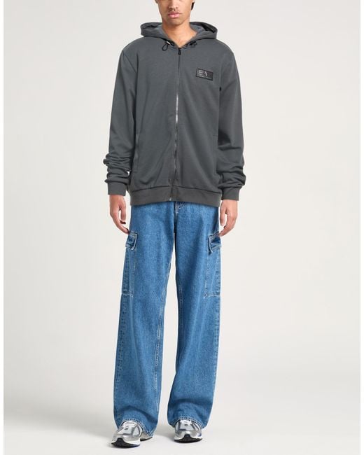 EA7 Gray Sweatshirt Polyester, Cotton for men
