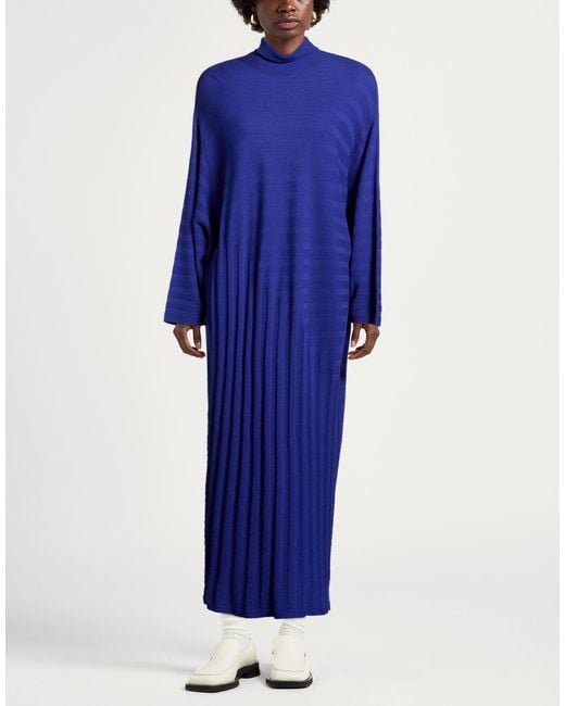 Marina Rinaldi Blue Bright Midi Dress Virgin Wool