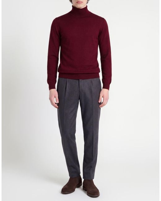 MILLENOVECENTOCINQUANTA7 Red Burgundy Turtleneck Merino Wool for men