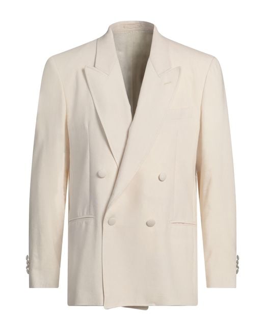 Lardini Natural Ivory Blazer Linen, Wool for men