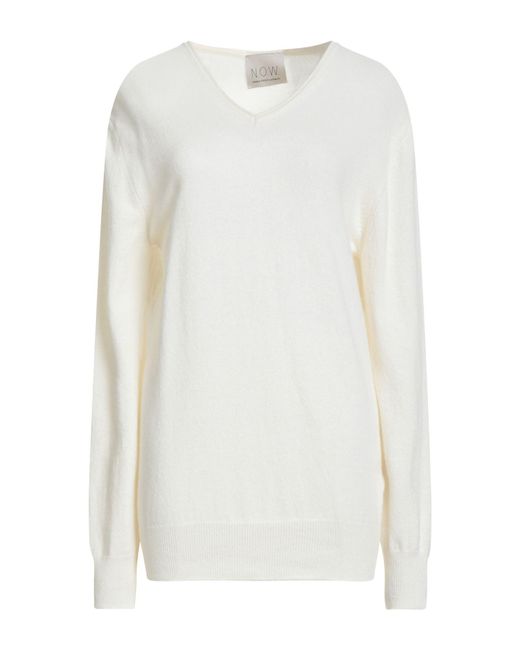 N.O.W. ANDREA ROSATI CASHMERE White Ivory Sweater Wool, Viscose, Cashmere, Nylon