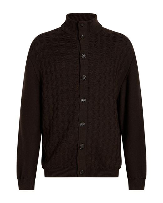 Daniele Fiesoli Black Cardigan Virgin Wool for men