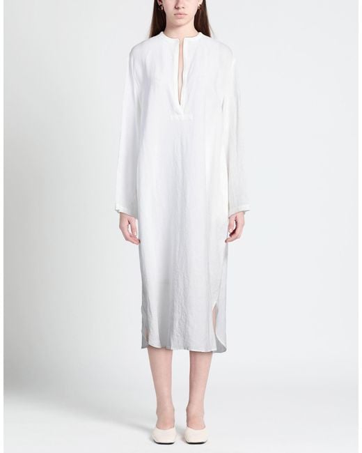 Cristina Bonfanti White Midi Dress Linen