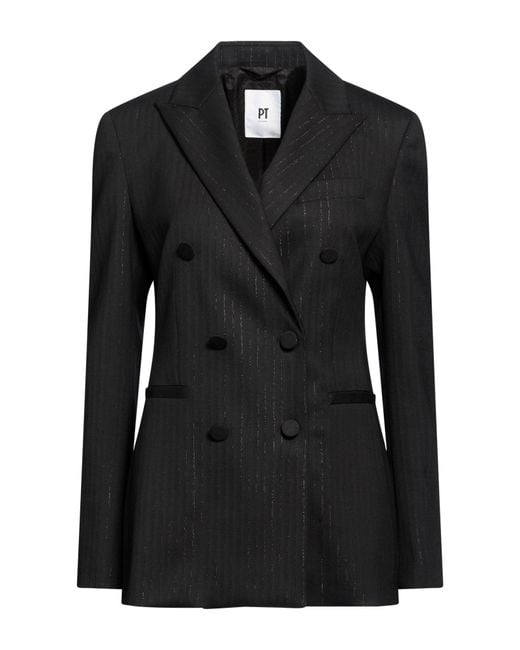 PT Torino Black Blazer Virgin Wool, Viscose, Polyamide, Elastane