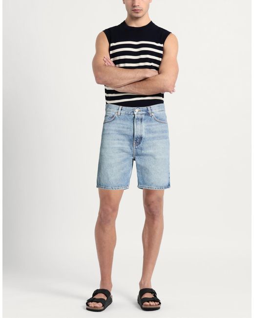 Loewe Blue Denim Shorts Cotton, Calfskin for men