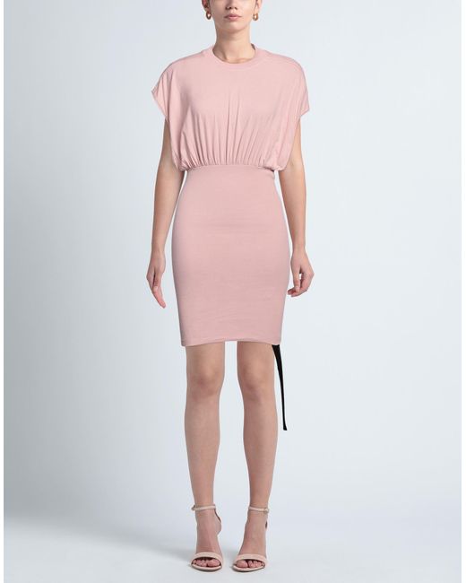 Rick Owens Pink Mini Dress Cotton