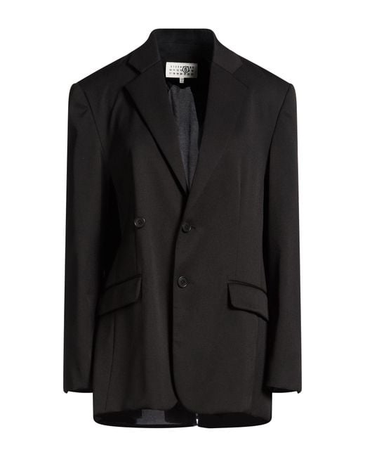 MM6 by Maison Margiela Black Blazer Polyester, Virgin Wool, Elastane
