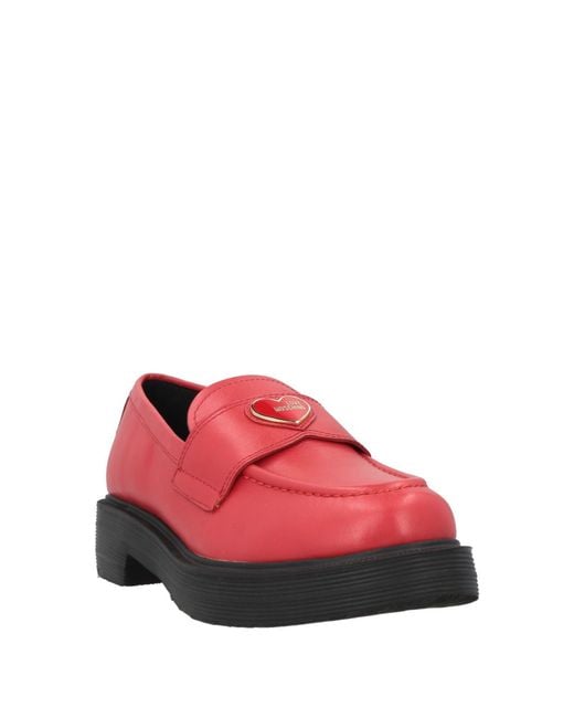 Love Moschino Red Loafers Calfskin