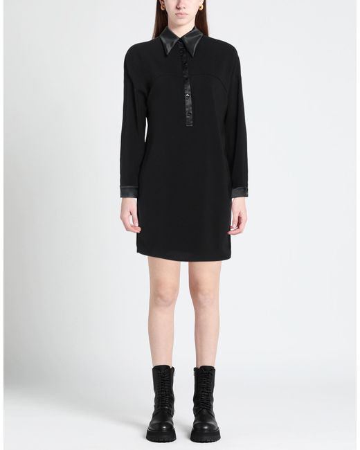 VIRNA DRÒ® Black Mini Dress Polyester, Elastane