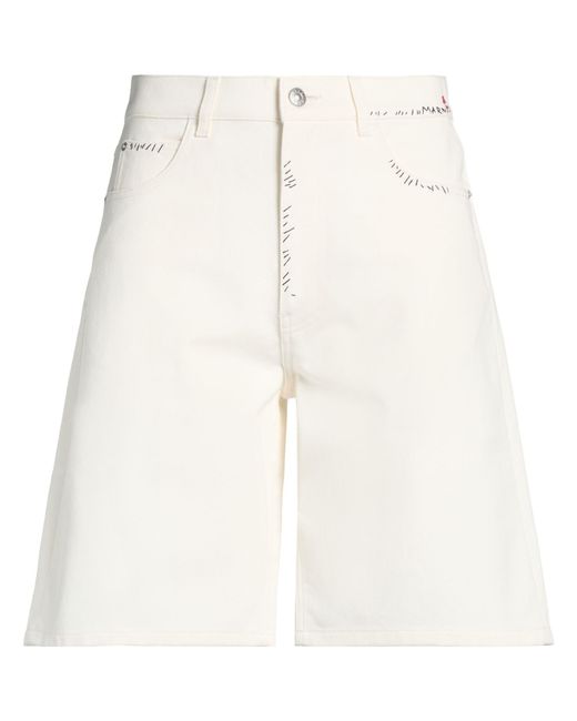 Marni White Denim Shorts Cotton, Cow Leather for men