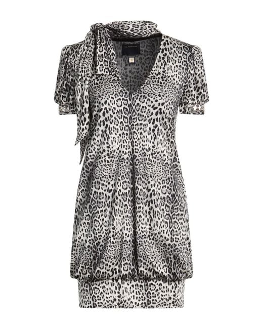 Roberto Cavalli Gray Mini Dress Silk