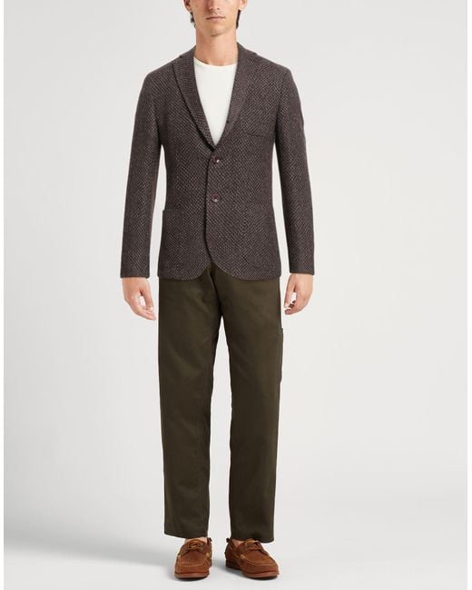 Paoloni Brown Blazer Wool, Linen, Cashmere for men