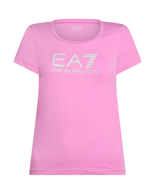 EA7 Pink T-Shirt Cotton, Elastane