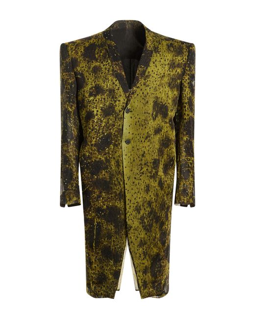 Rick Owens Green Overcoat & Trench Coat Silk for men