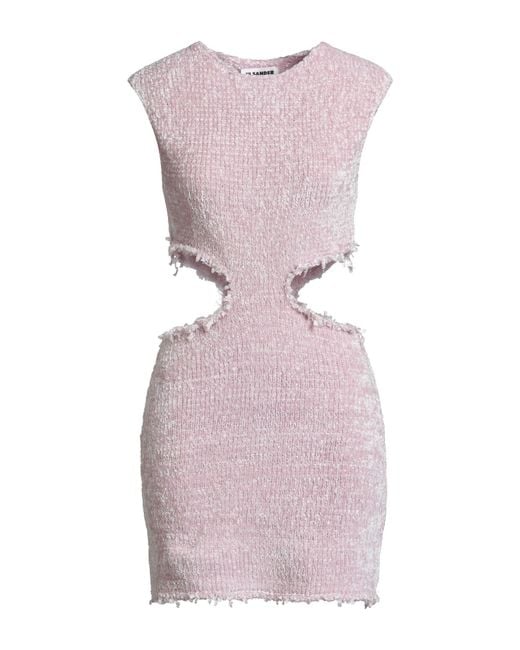 Jil Sander Purple Mini Dress Silk, Cotton