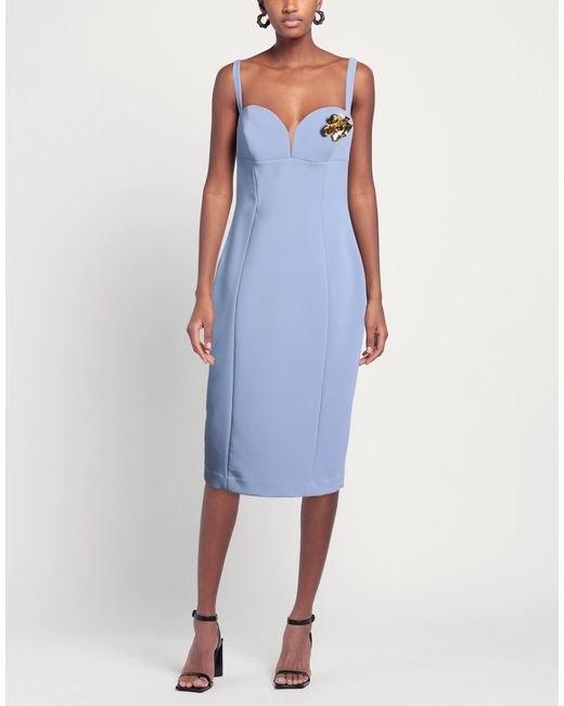 alma sanchez Blue Lilac Midi Dress Polyester, Elastane
