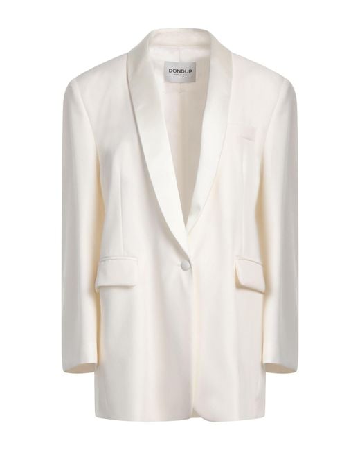 Dondup White Blazer Wool, Elastane
