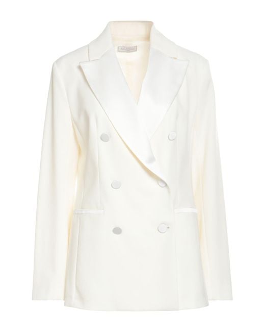 Antonelli White Blazer Polyester, Virgin Wool, Elastane