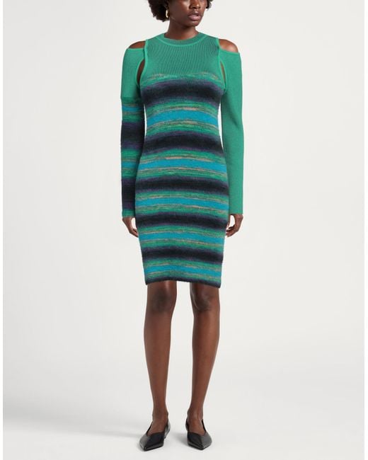 ANDERSSON BELL Green Mini Dress Rayon, Nylon, Polyester
