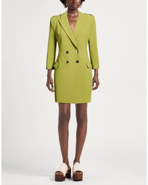 Elisabetta Franchi Green Lime Mini Dress Polyester, Elastane