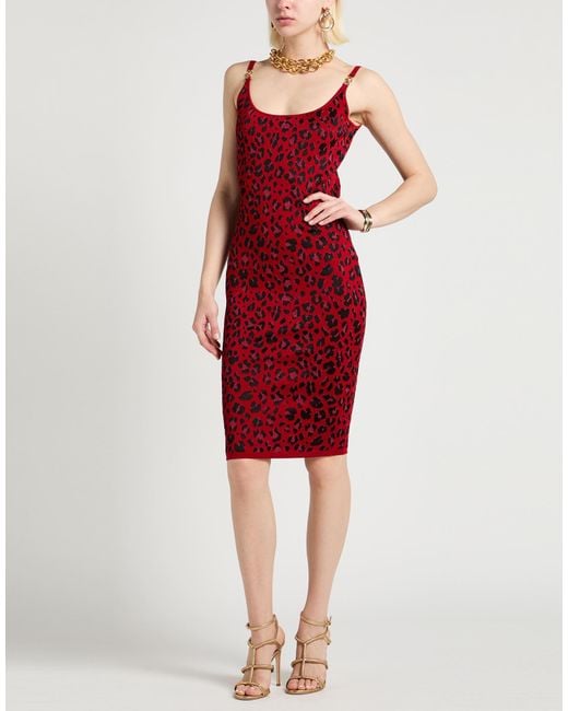 Versace Red Midi Dress Viscose, Polyamide, Polyester, Elastane